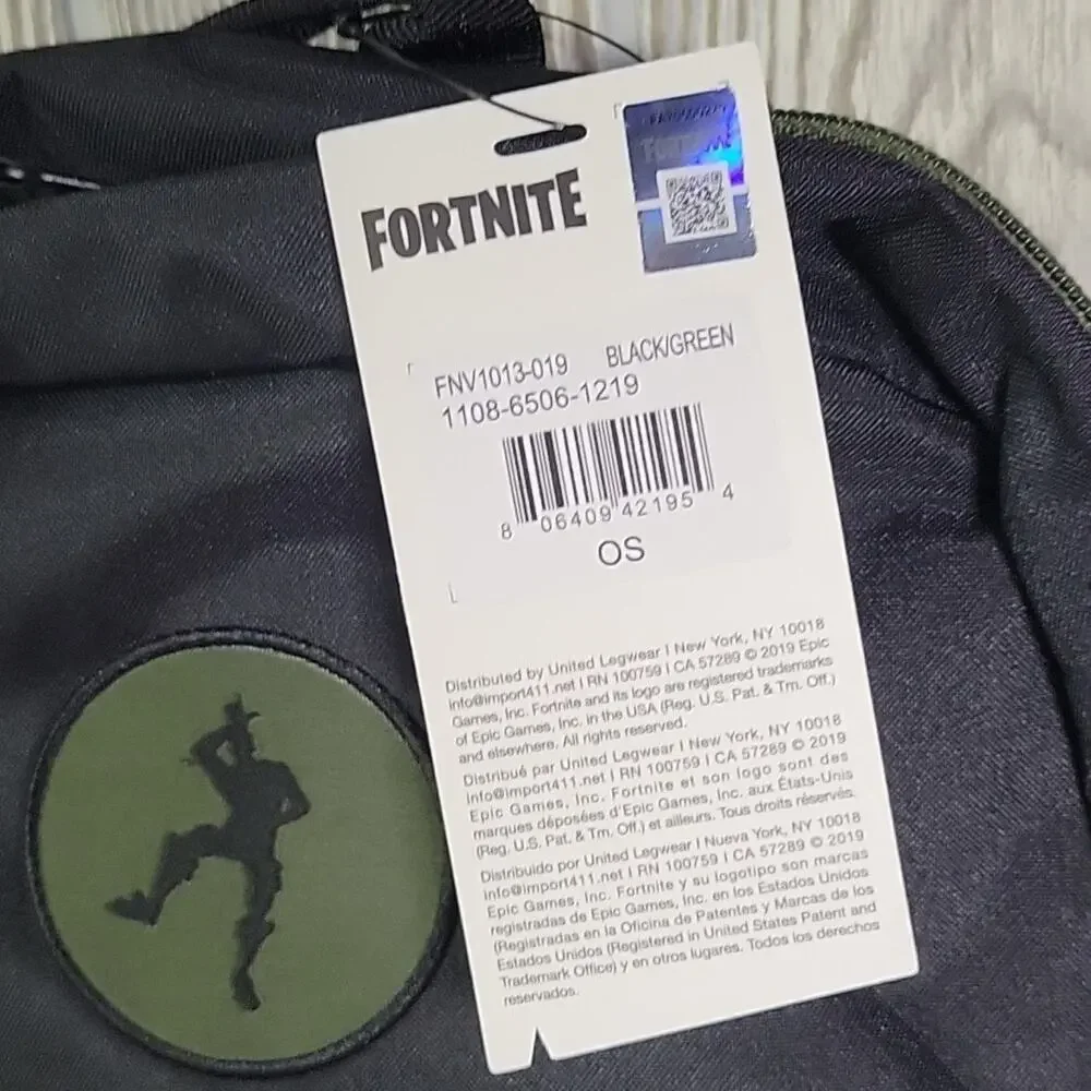 Fortnite Youth Solidify Black and Green Backpack NWT